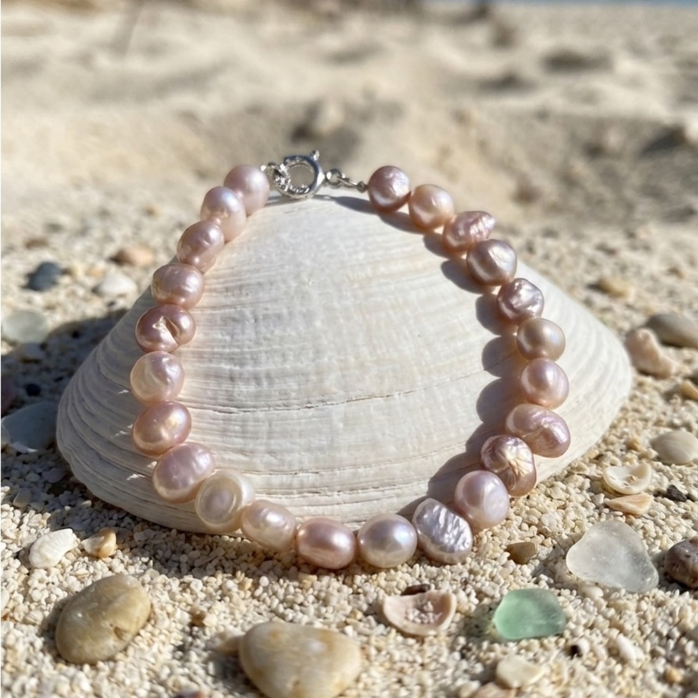 Lustrous Pink Baroque Freshwater Pearl Bracelet